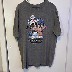 Gray Graphic Ghostbusters T-Shirt with Cartoon Print
